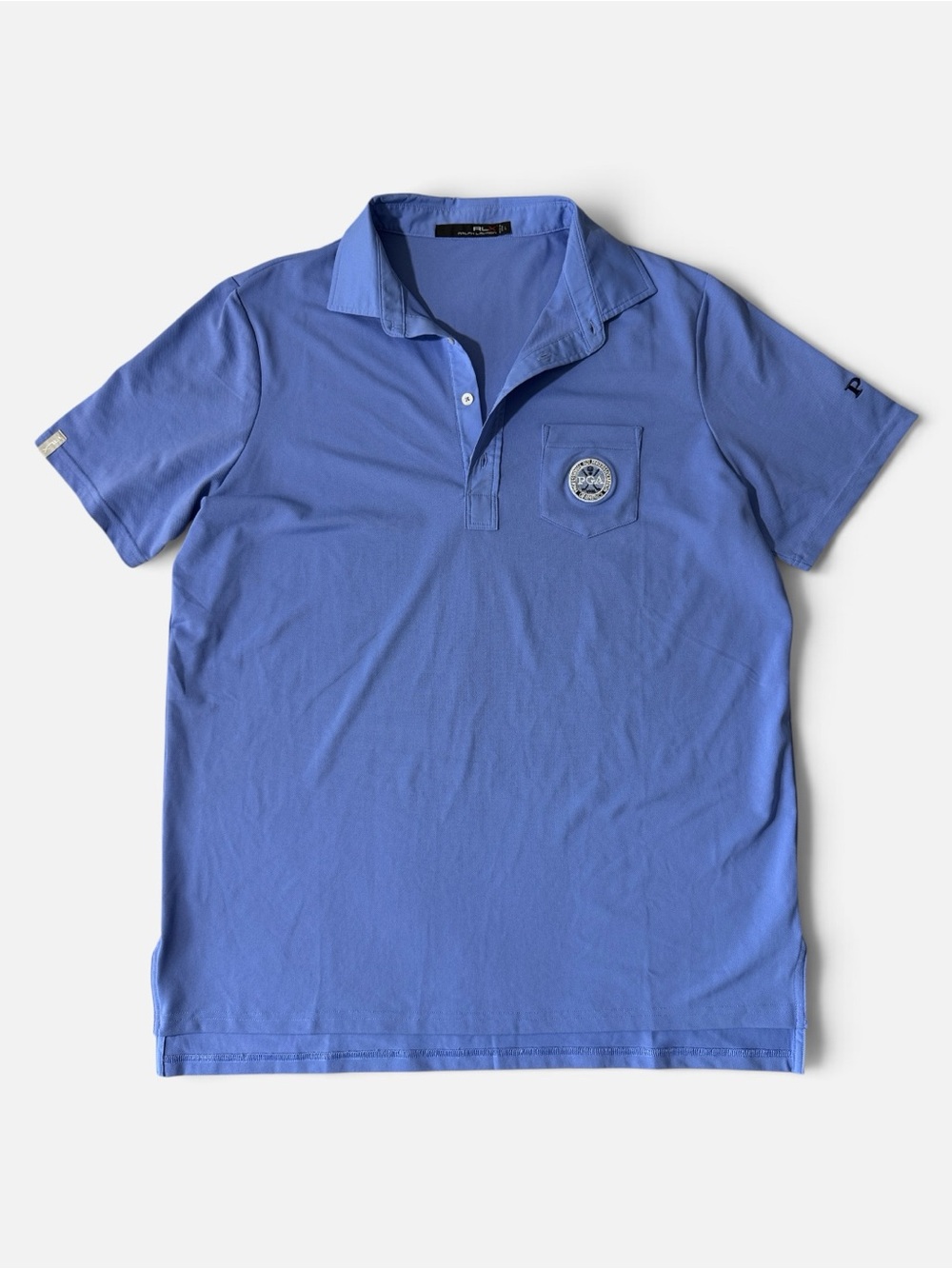 RLX Ralph Lauren mens L Large light blue PGA performance golf polo shirt EUC
